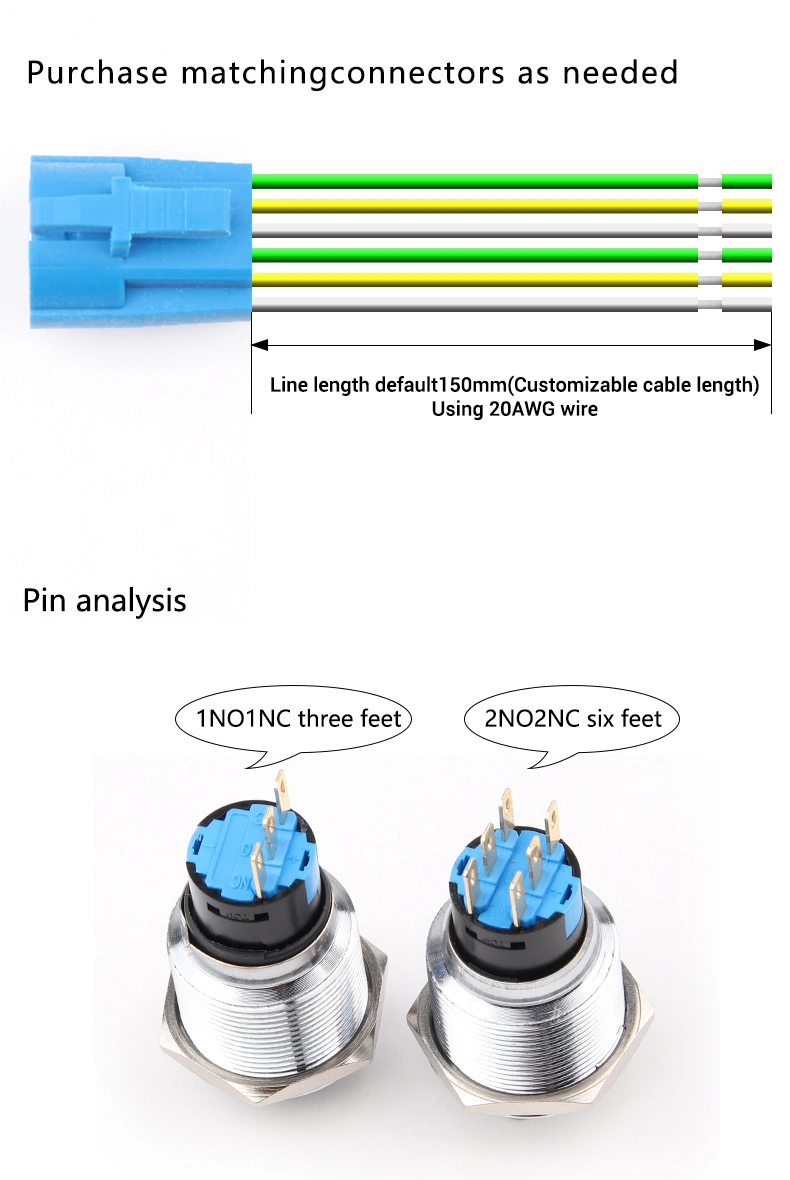 Wd Metal 22mm Conversion Second Gear Third Gear Stainless Steel Self-Recovery Self-Locking with Key Rotary Switch